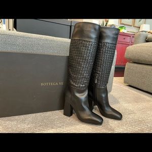 New Bottega Veneta Women’s Knee High Boot Woven Leather Wild Calf 38.5 39